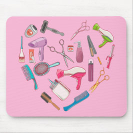 Mousepad Coração da Ferramenta Hairdresser Hairstylist