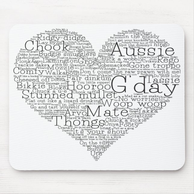 Mousepad Coração das gírias australianas (Frente)