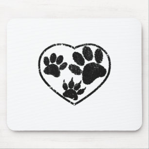 Mousepad Coração De Borracha E Impressões De Pet Paw