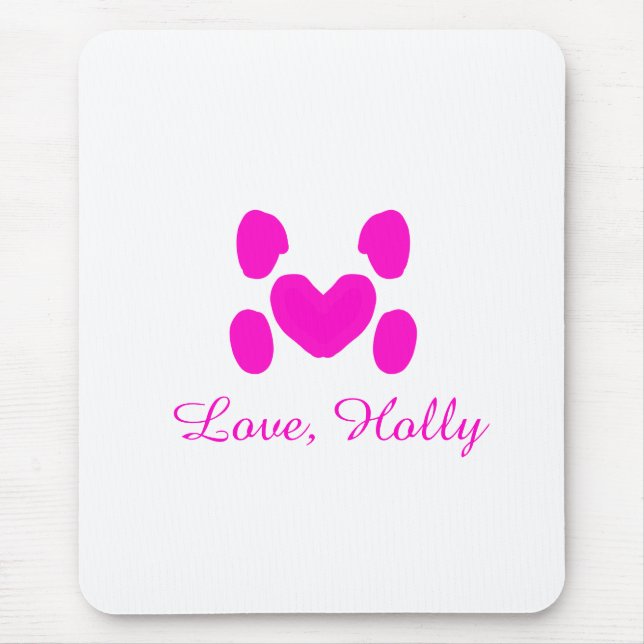 Mousepad Coração de cachorro pata rosa animal de estimação  (Frente)