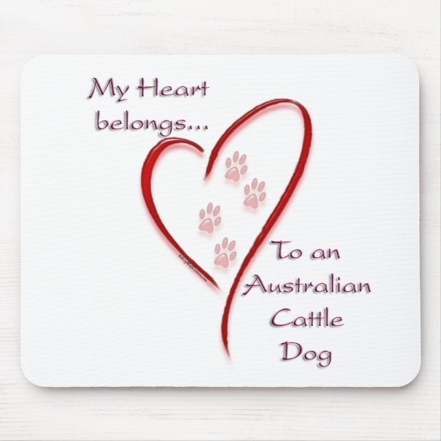 Mousepad Coração de Cão-de-Bovinos Australiano Pertence (Frente)