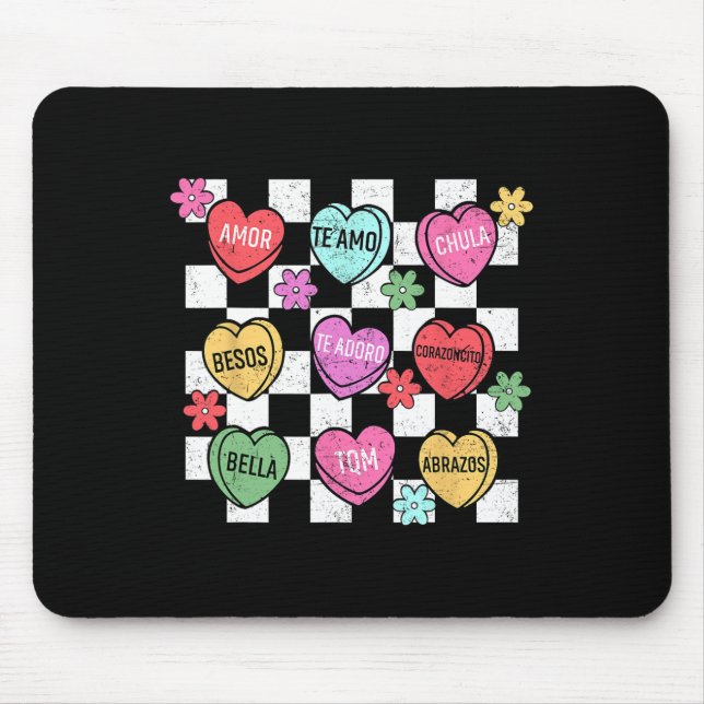 Mousepad Coração de Conversa de São Valentim em Espanhol Fe (Frente)