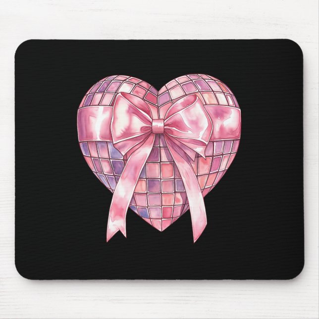 Mousepad Coração de Disco Coquete Rosa Valentim Girly (Frente)