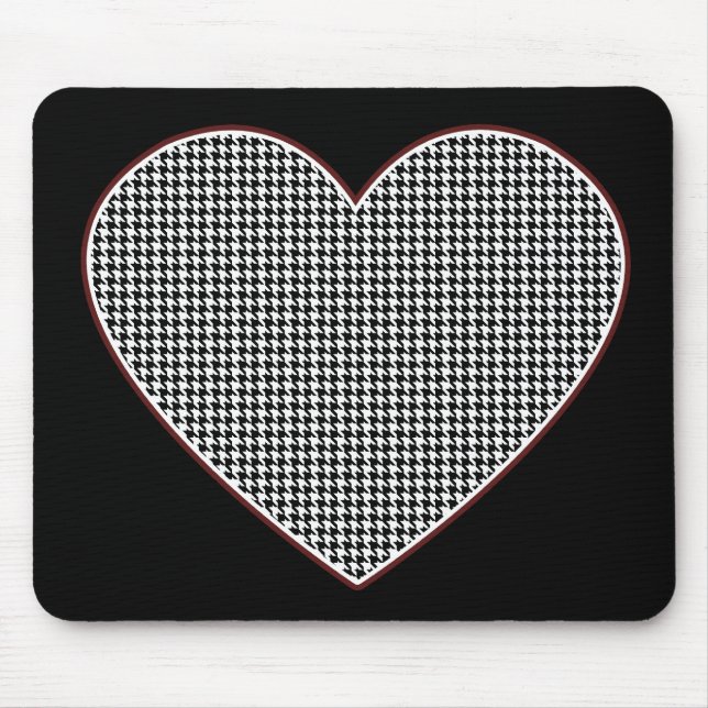 Mousepad Coração de Houndstooth (Tuscaloosa, Alabama) (Frente)