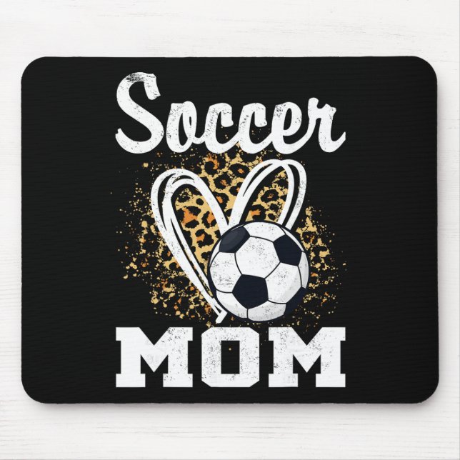 Mousepad Coração de leopardo de mãe de futebol  (Frente)