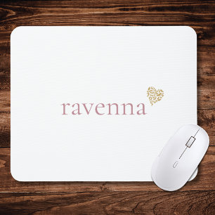 Mousepad Coração de Leopardo Dourado com Nome Personalizado