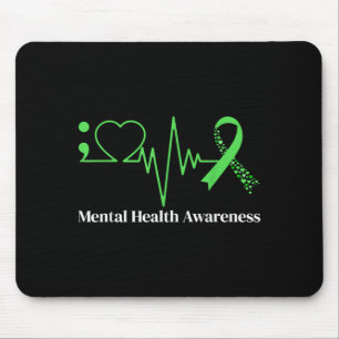 Mousepad Coração de Ponto e Vírgula Faixa Verde Saúde Menta