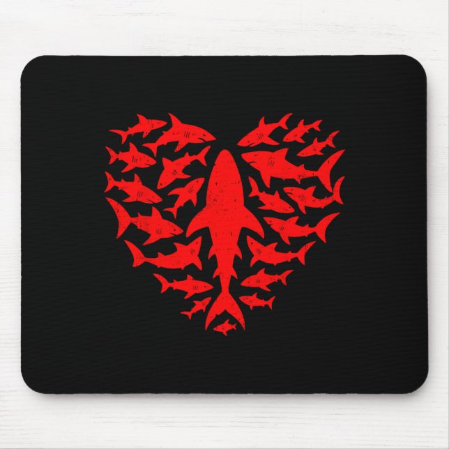 Mousepad Coração de Tubarão Oceano Dia dos Namorados Engraç (Frente)