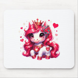 Mousepad Coração de unicórnio fofo dia dos namorados menina