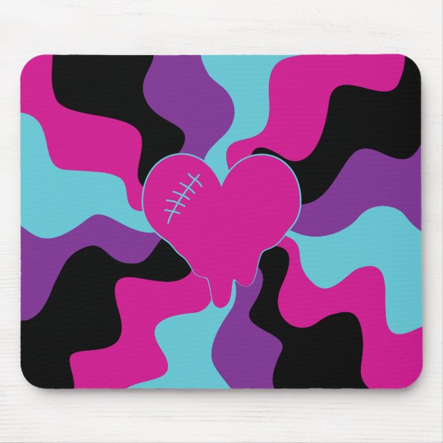 Mousepad Coração Derretido - Rosa, Púrpura, Azul e Preto (Frente)