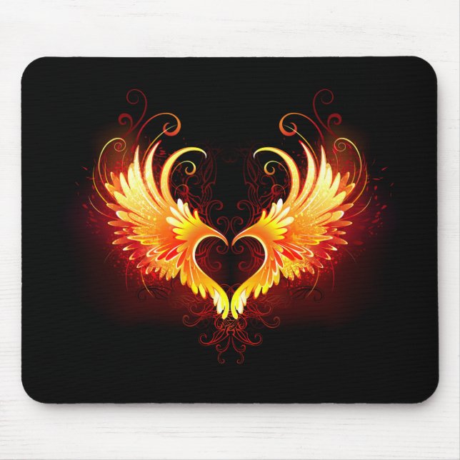 Mousepad Coração do Anjo Fogo com Asas (Frente)