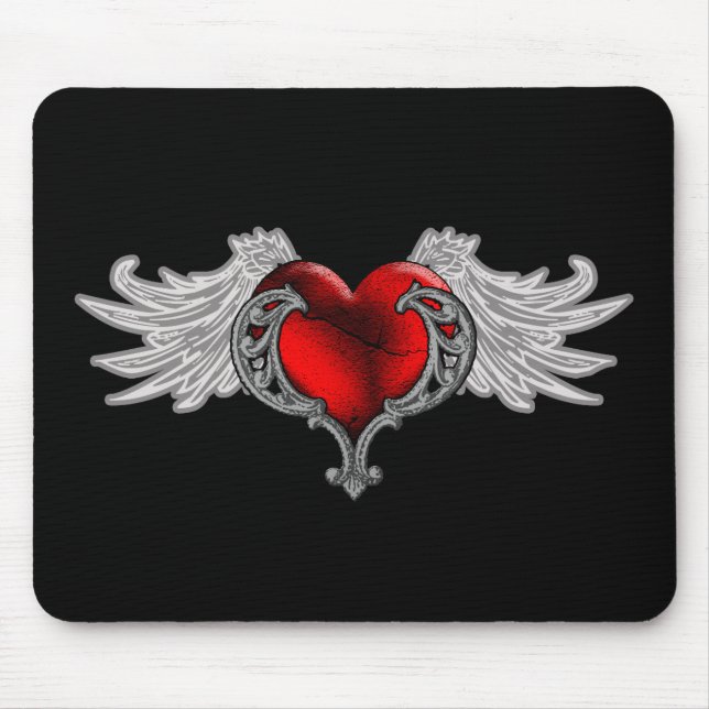 Mousepad Coração do gótico com Anjo (Frente)
