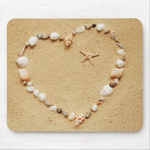 Mousepad Coração do Seashell com estrela do mar