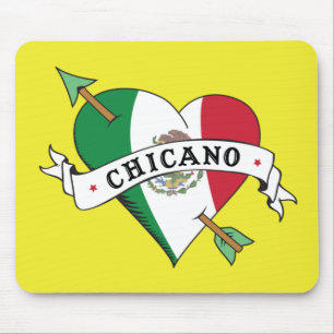 Mousepad Coração do tatuagem do Chicano com bandeira