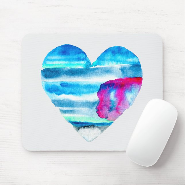 Mousepad Coração doce de cor azul-aquática (Com mouse)