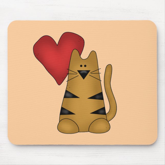 Mousepad Coração e camiseta e presentes listrados do gato (Frente)