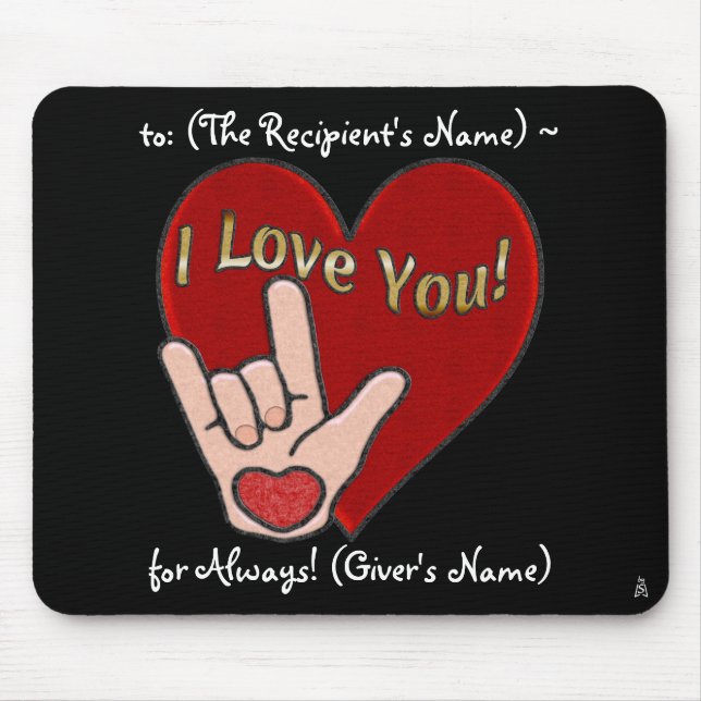 Mousepad Coração e Mão - ASL for I Love You (Personalizado) (Frente)