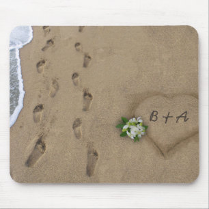 Mousepad Coração e trilhas na areia