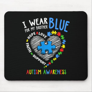 Mousepad Coração Eu Visto Azul Para Minha Consciência Autis