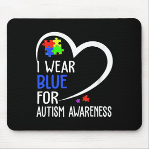 Mousepad Coração Eu Visto Azul Por Consciência Autista Pai