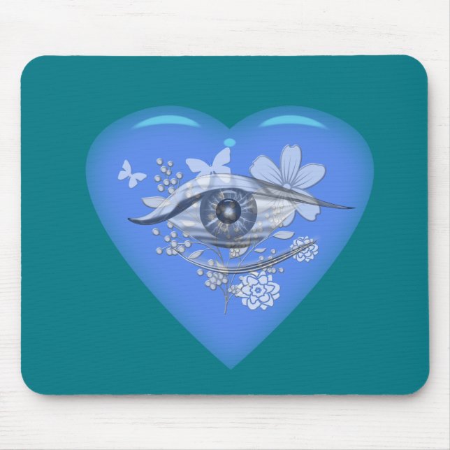 Mousepad Coração Floral do Olho Místico (Frente)