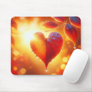 Mousepad Coração Folha de outono brilhante