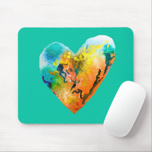 Mousepad Coração grafitado arte aquarela