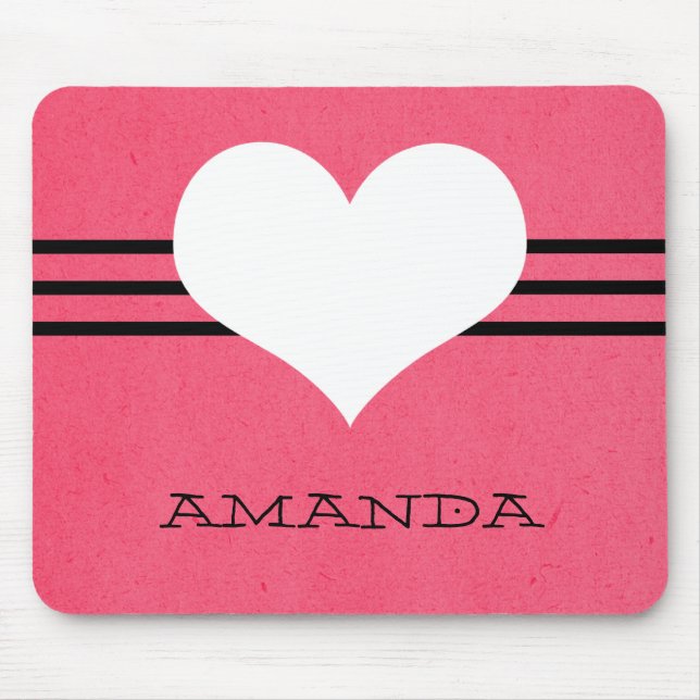 Mousepad Coração Moderno Rosa (Frente)