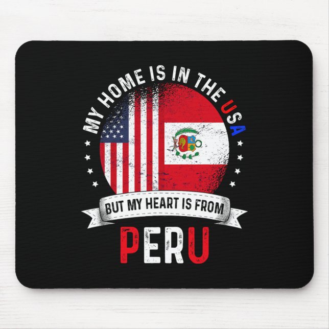 Mousepad Coração Patriota Americano Peruano É Da Bandeira D (Frente)