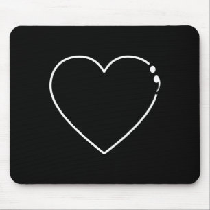 Mousepad Coração ponto e vírgula conscientização sobre saúd