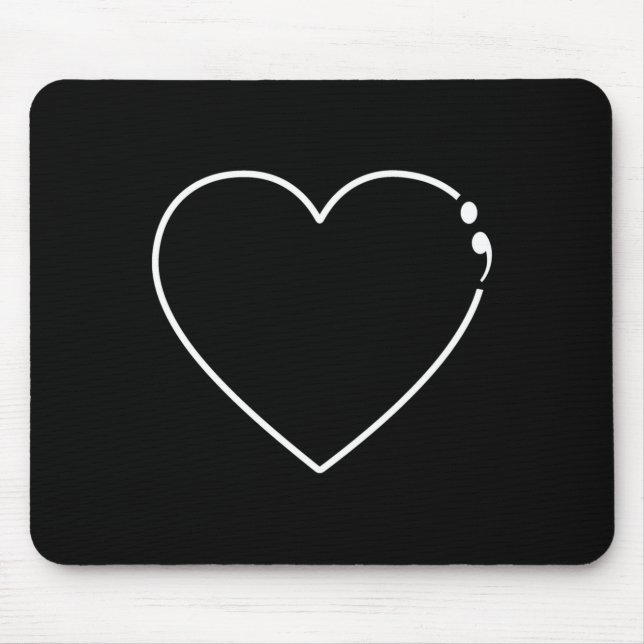 Mousepad Coração ponto e vírgula conscientização sobre saúd (Frente)