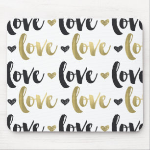 Mousepad Coração preto Dourado do amor