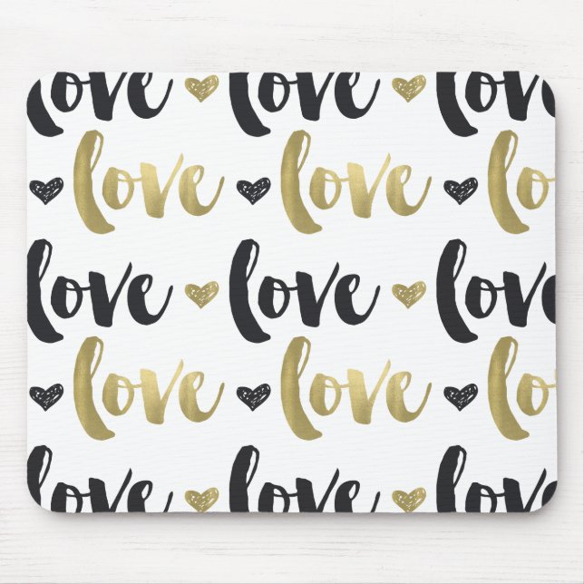 Mousepad Coração preto Dourado do amor (Frente)