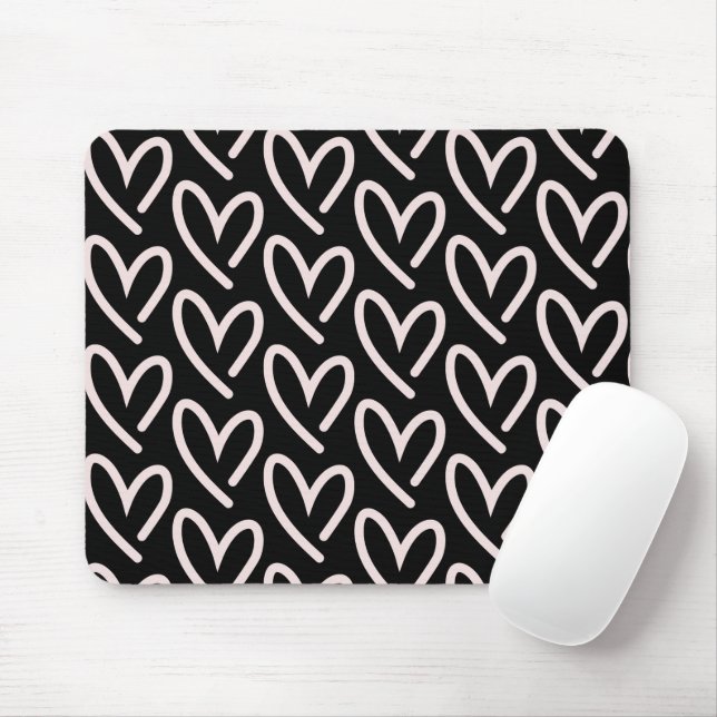 Mousepad Coração Preto e Rosa (Com mouse)