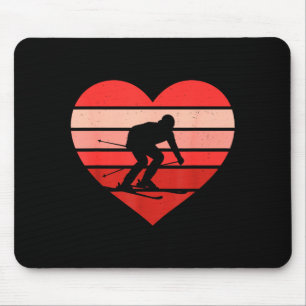 Mousepad Coração retrô esqui esqui vintage dia dos namorado