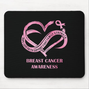 Mousepad Coração Rosa Esperança Ama Consciência do Cancer d