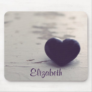 Mousepad Coração Roxo em uma Praia Molhada Personalizada
