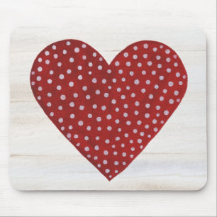 Mousepad Coração rústico dos namorados das bolinhas