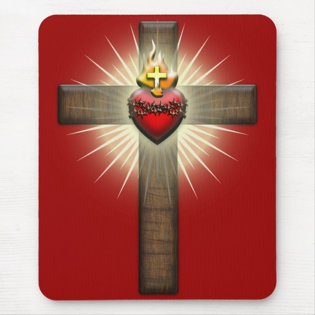 Mousepad Coração sagrado da cruz de Jesus (Frente)