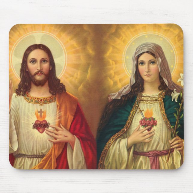 Mousepad Coração Sagrado de Jesus e Virgem Maria (Frente)