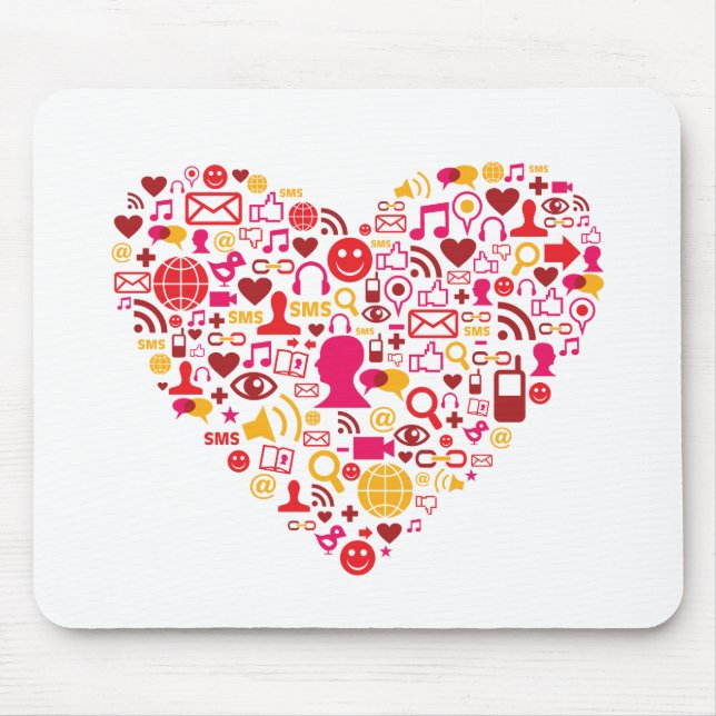 Mousepad Coração social da rede (Frente)
