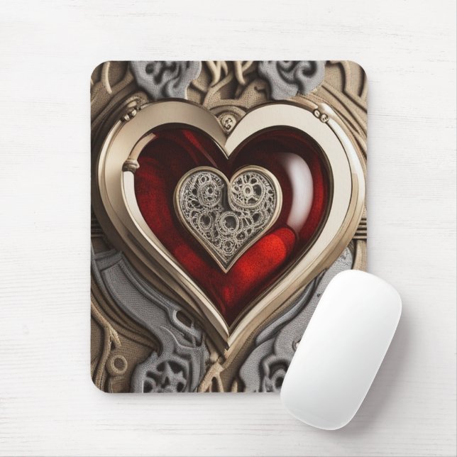 Mousepad Coração Steampunk - Amor Mecânico insípido (Com mouse)