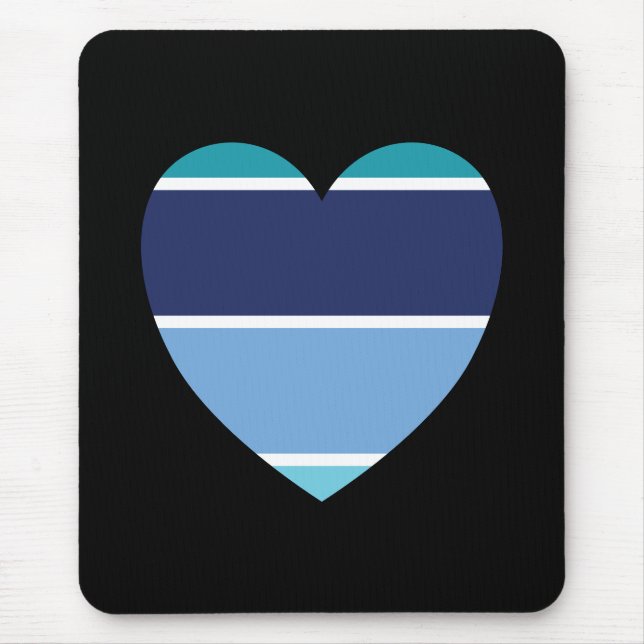 Mousepad Coração Striped Azul (Frente)