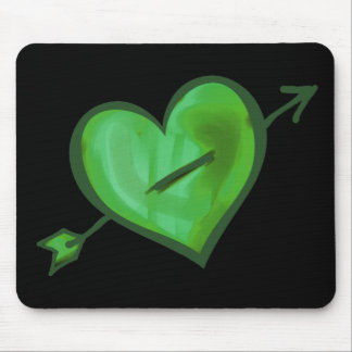 Mousepad Coração verde com seta