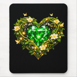 Mousepad Coração Verde Esmeralda Elegante Luxo Mouse