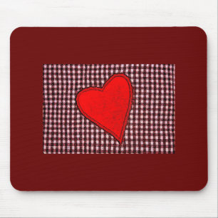 Mousepad Coração vermelho da xadrez