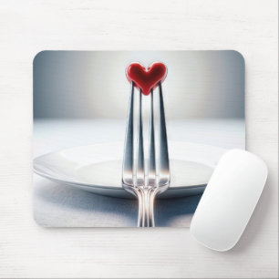 Mousepad Coração Vermelho em um Garfo