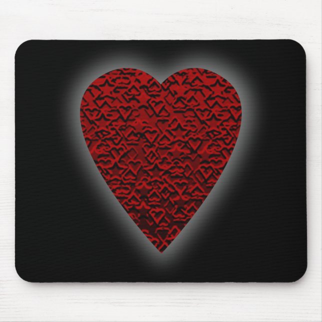 Mousepad Coração vermelho escuro. Projeto modelado do (Frente)