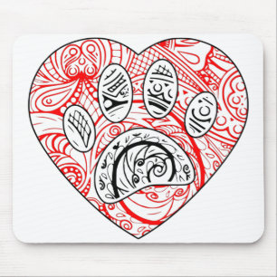 Mousepad Coração Vermelho para Impressão de Mandala Cão