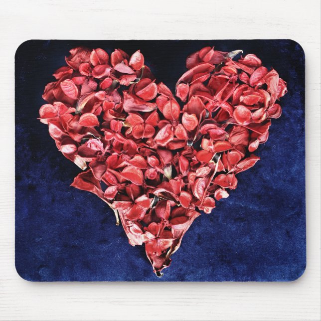Mousepad Coração Vermelho-Petal Rosa do Amor Romântico (Frente)